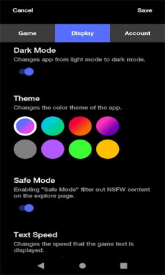 AI Dungeon 截图：ui-settings