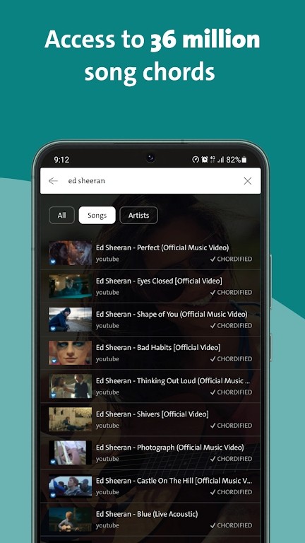 chordify 截图：shot-search
