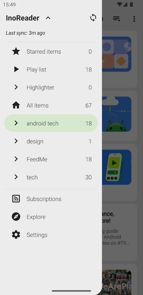 FeedMe 截图：feedme-drawer