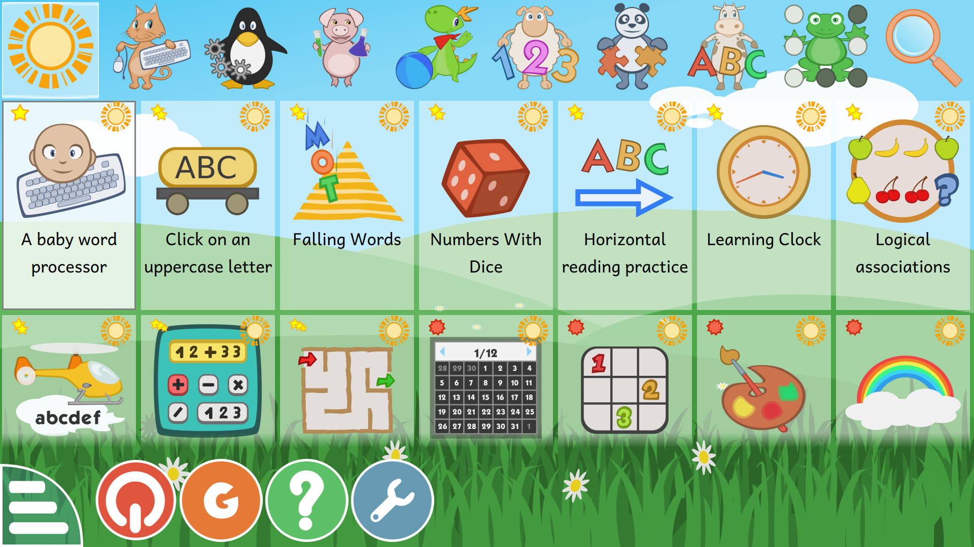 GCompris 截图：gcompris-activity-menu