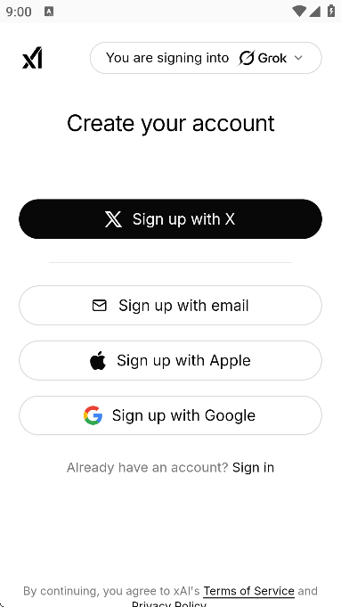 grok AI 截图：shot-signup