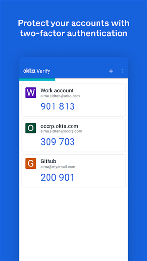Okta Verify 截图：account-codes