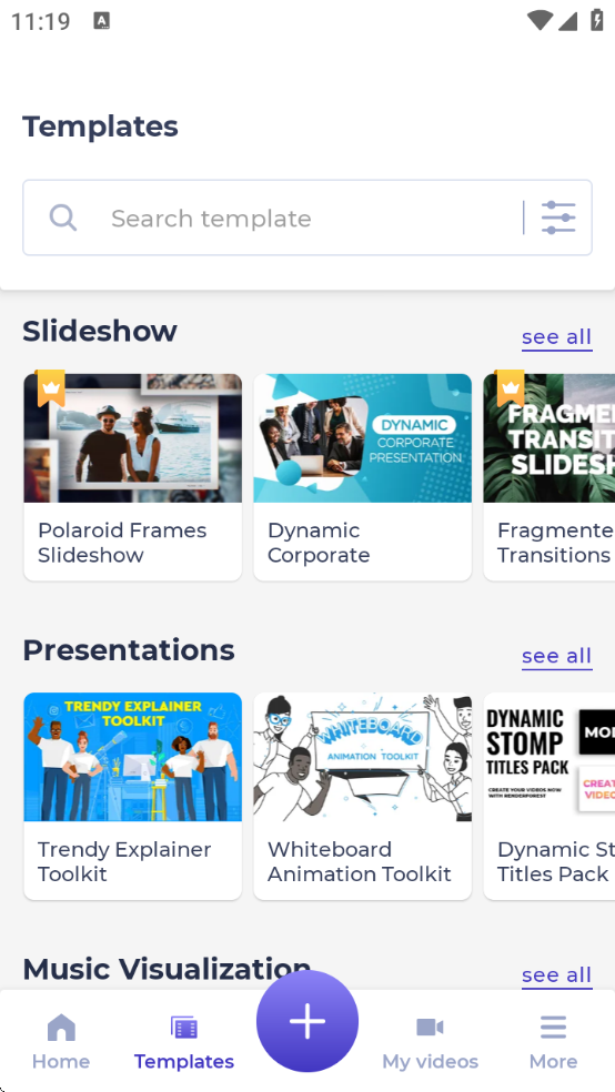 Renderforest 截图：shot-categories