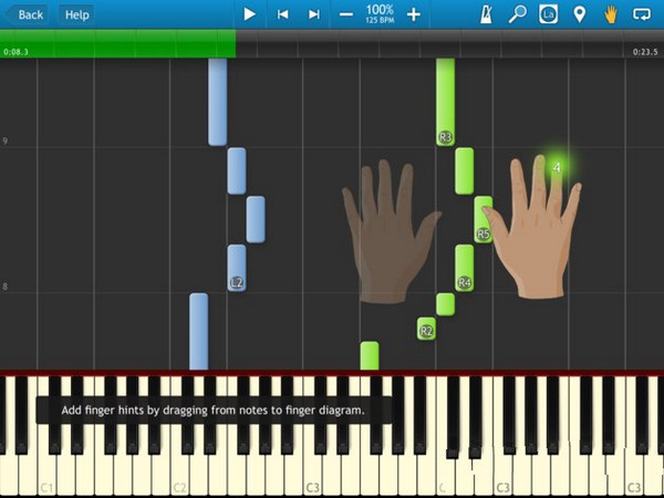 Synthesia 截图：practice-fingers